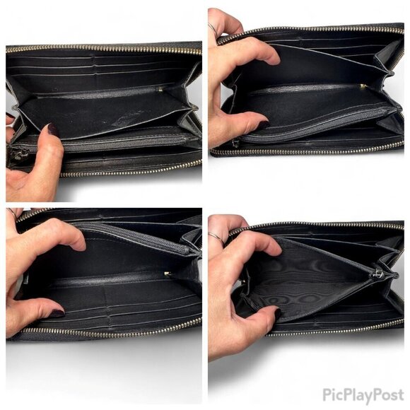 GUCCI Guccissima Leather Zip Around Long Wallet, Black GG Embossed - Picture 14 of 14